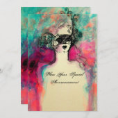 CHARM MONOGRAM , Sweet 16 Masquerade Party Kaart (Voorkant / Achterkant)