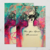 CHARM MONOGRAM , Sweet 16 Masquerade Party Kaart (Voorkant / Achterkant)