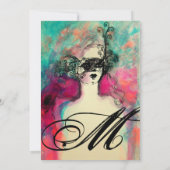 CHARM MONOGRAM , Sweet 16 Masquerade Party Kaart (Achterkant)