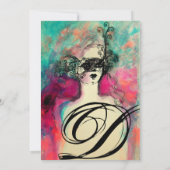 CHARM MONOGRAM , Sweet 16 Masquerade Party Kaart (Achterkant)