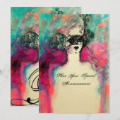 CHARM MONOGRAM , Zoete 16 Maskerade Feestje Kaart (Voorkant / Achterkant)