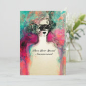 CHARM MONOGRAM , Zoete 16 Maskerade Feestje Kaart (Staand voorkant)