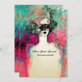 CHARM MONOGRAM , Zoete 16 Maskerade Feestje Kaart (Voorkant / Achterkant)