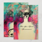 CHARM MONOGRAM , Zoete 16 Maskerade Feestje Kaart (Voorkant / Achterkant)