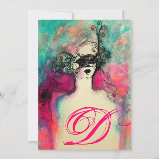 CHARM MONOGRAM , Zoete 16 Maskerade Feestje Kaart (Achterkant)