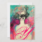 CHARM MONOGRAM , Zoete 16 Maskerade Feestje Kaart (Achterkant)