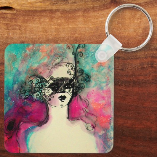 CHARM, mysterieuze schoonheid met masker Sleutelhanger (Achterkant)