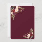 Charm Navy Blauwe Bordeaux Bloemenkleed Proefavond Kaart (Achterkant)