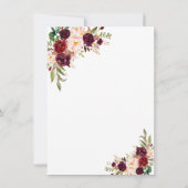 Charm Navy Blauwe Bordeaux Bloemenkleed Proefavond Kaart (Achterkant)