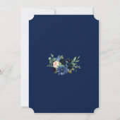 Charm Navy Blue Blush Floral Bloom Wedding Kaart (Achterkant)