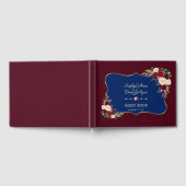 Charm Navy Blue Gold Burgundy Floral Wedding Gastenboek (Volledig)