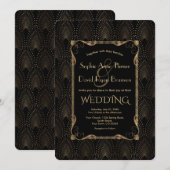 Charm Old Hollywood Black Great Gatsby Wedding Kaart (Voorkant / Achterkant)