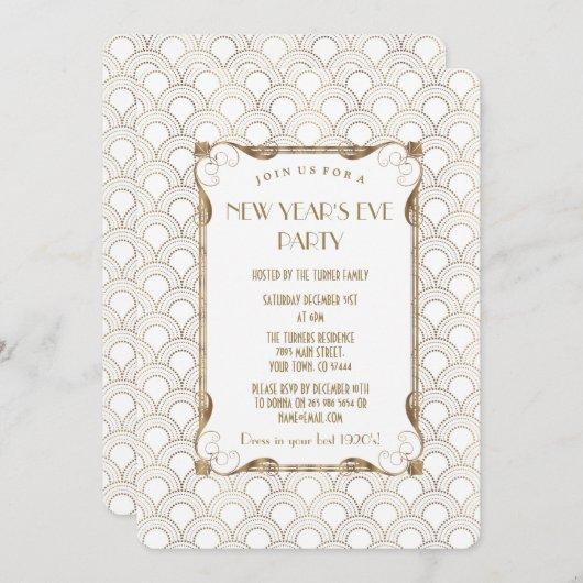Charm Old Hollywood Great Gatsby New Year Party Kaart (Voorkant / Achterkant)