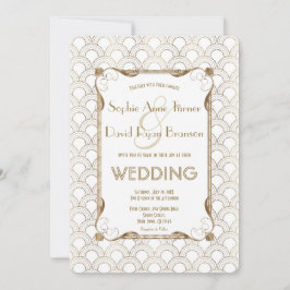 Charm Old Hollywood Great Gatsby White Wedding Kaart