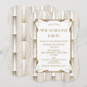 Charm Old Hollywood White Great Gatsby New Year Kaart (Voorkant / Achterkant)