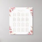 Charm Peach Peonies Pink Seating Chart Canvas Afdruk (Voorkant)