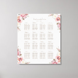 Charm Peach Peonies Pink Seating Chart Canvas Afdruk