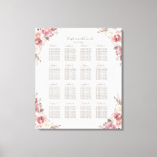Charm Peach Peonies Pink Seating Chart Canvas Afdruk