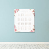 Charm Peach Peonies Pink Seating Chart Canvas Afdruk (Insitu (Houten vloer))