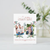 Charm Photo Roos Gold Merry-kerstkalligrafie Feestdagenkaart (Staand voorkant)