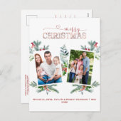 Charm Photo Roos Gold Merry-kerstkalligrafie Feestdagenkaart (Voorkant / Achterkant)