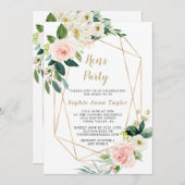 Charm Pink Bloem Roze Goud Bachelorette Weekend Kaart (Voorkant / Achterkant)