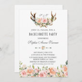 Charm Pink Blush Bloemrijke Geweien Bruidsfeest Kaart (Voorkant / Achterkant)