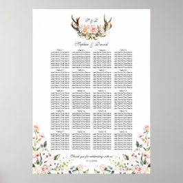 Charm Pink Blush Floral Antlers Separatieschema Poster