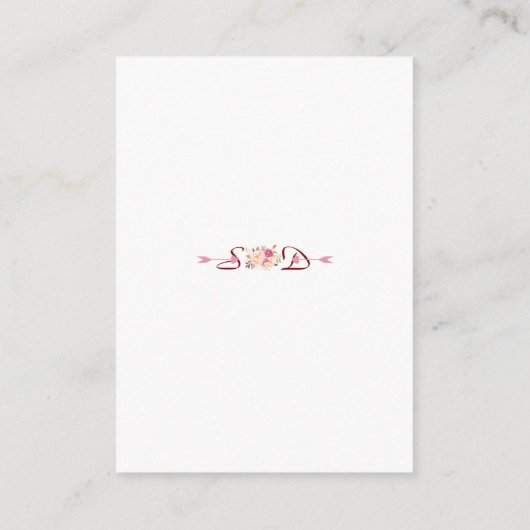 Charm Pink Blush Floral Antlers Weddenschap Detail Informatiekaartje (Achterkant)