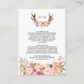 Charm Pink Blush Floral Antlers Weddenschap Detail Informatiekaartje (Voorkant)