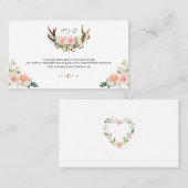 Charm Pink Blush Floral Antlers Weddenschap Websit Visitekaartje (Voorkant / Achterkant)