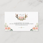 Charm Pink Blush Floral Antlers Weddenschap Websit Visitekaartje (Voorkant)