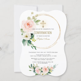 Charm Pink Blush Floral Gold Cross bevestiging Kaart