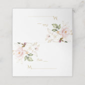 Charm Pink Blush Floral Gold Lijst Table Number Plaatskaartje (Buitenkant ongevouwen)