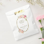 Charm Pink Blush Floral Gold Lijst Wedding Bedankzakje (Gezegeld)
