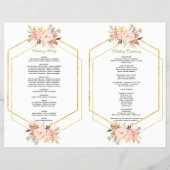 Charm Pink Blush Floral Gold Lijst Wedding Program Flyer (Achterkant)