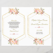 Charm Pink Blush Floral Gold Lijst Wedding Program Flyer (Voorkant)