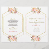 Charm Pink Blush Floral Gold Lijst Wedding Program Flyer (Voorkant)