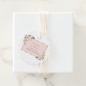 Charm Pink Blush Flowers Gold Lijst Baby shower Bedankjes Labels (In situ)