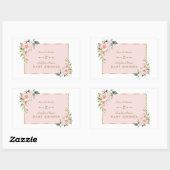 Charm Pink Blush Flowers Gold Lijst Baby shower Rechthoekige Sticker (Vel)