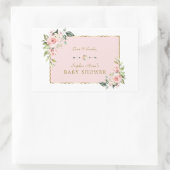 Charm Pink Blush Flowers Gold Lijst Baby shower Rechthoekige Sticker (Tas)