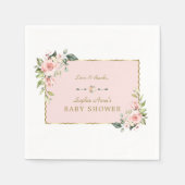 Charm Pink Blush Flowers Gold Lijst Baby shower Servet (Voorkant)