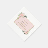 Charm Pink Blush Flowers Gold Lijst Baby shower Servet (Hoek)
