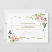 Charm Pink Blush Flowers Gold Lijst Weddenschap Bedankkaart (Achterkant)