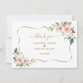 Charm Pink Blush Flowers Gold Lijst Weddenschap Bedankkaart (Voorkant)