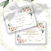 Charm Pink Blush Flowers Gold Lijst Weddenschap Bedankkaart