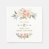 Charm Pink Blush Flowers Lijst Baby shower Servet (Voorkant)