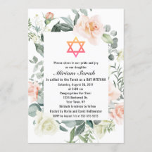 Charm Pink Blush Flowers Star van David Bat Mitzva
