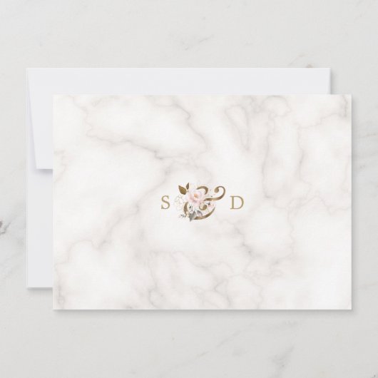 Charm Pink Blush Gold Floral Marble Wedding Save The Date (Achterkant)