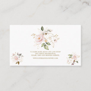 Charm Pink Blush Gold Floral Wedding Website Visitekaartje
